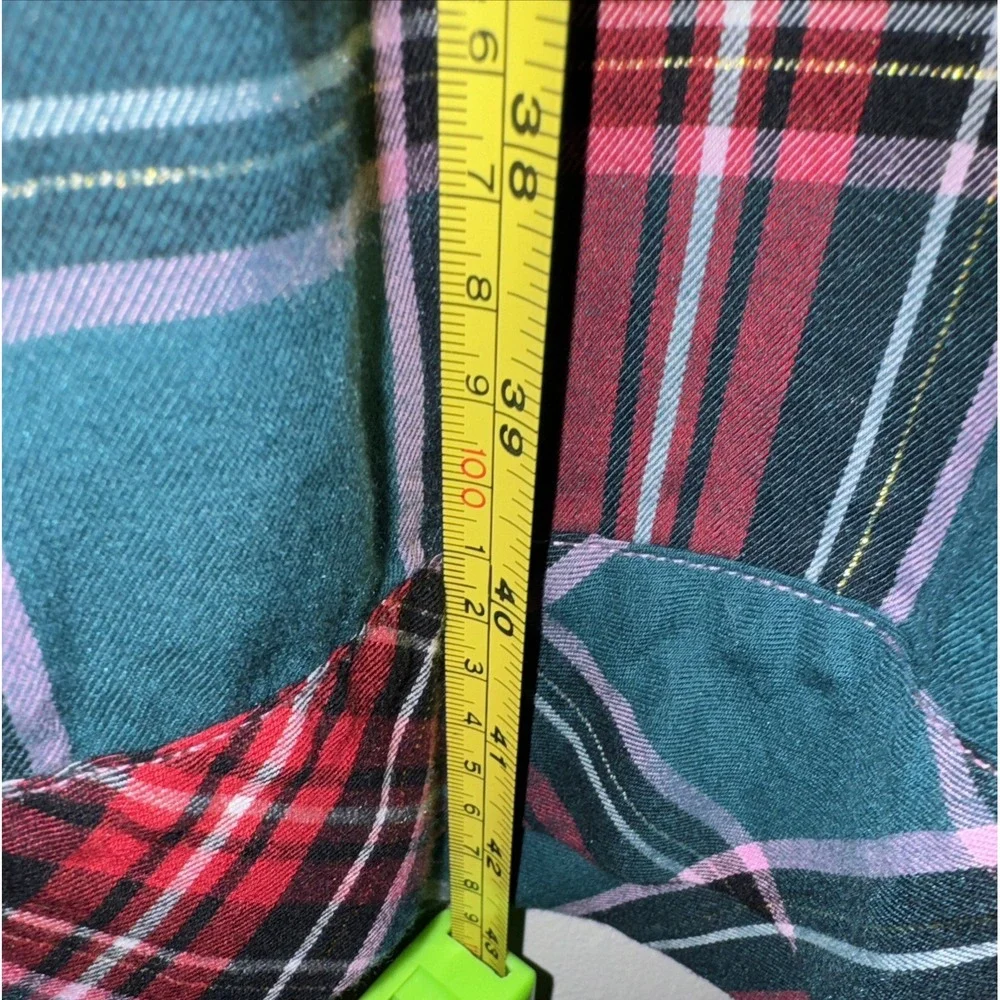 Victoria's  Secret Flannel Pajama 2 Pc Tartan Holiday Plaid Gold Cozy Warm Sz L